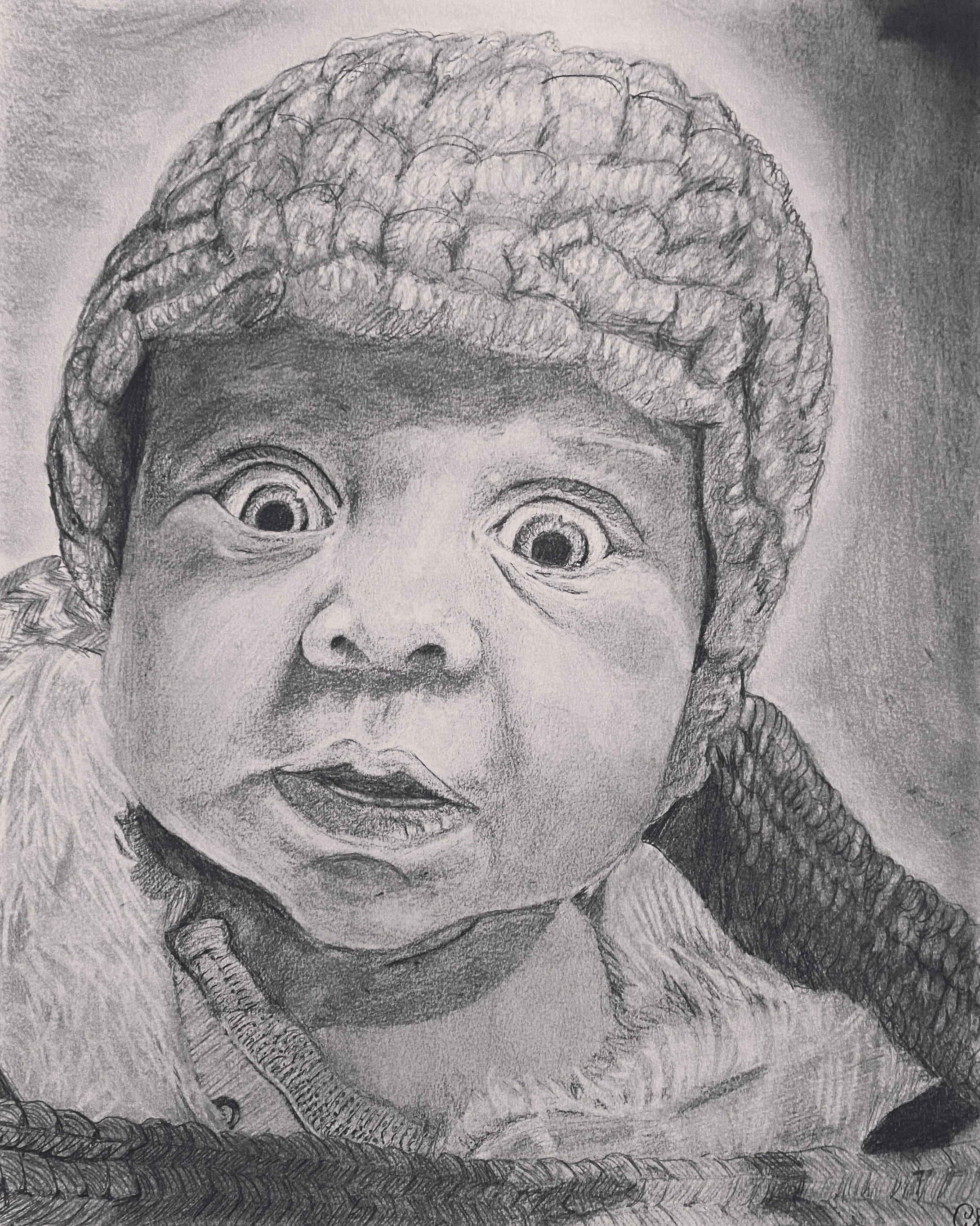 Early Eyes - Graphite on Paper by Goldie Snow