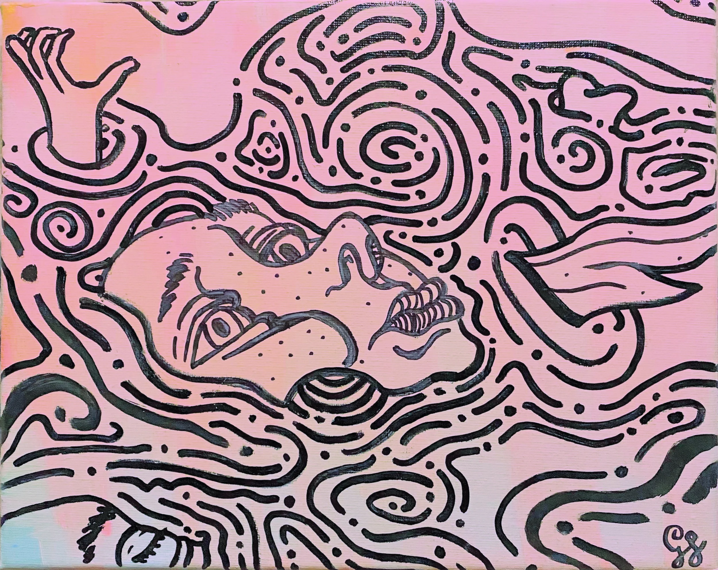 drowning in bubblegum - Acrylic on canvas by Goldie Snow
