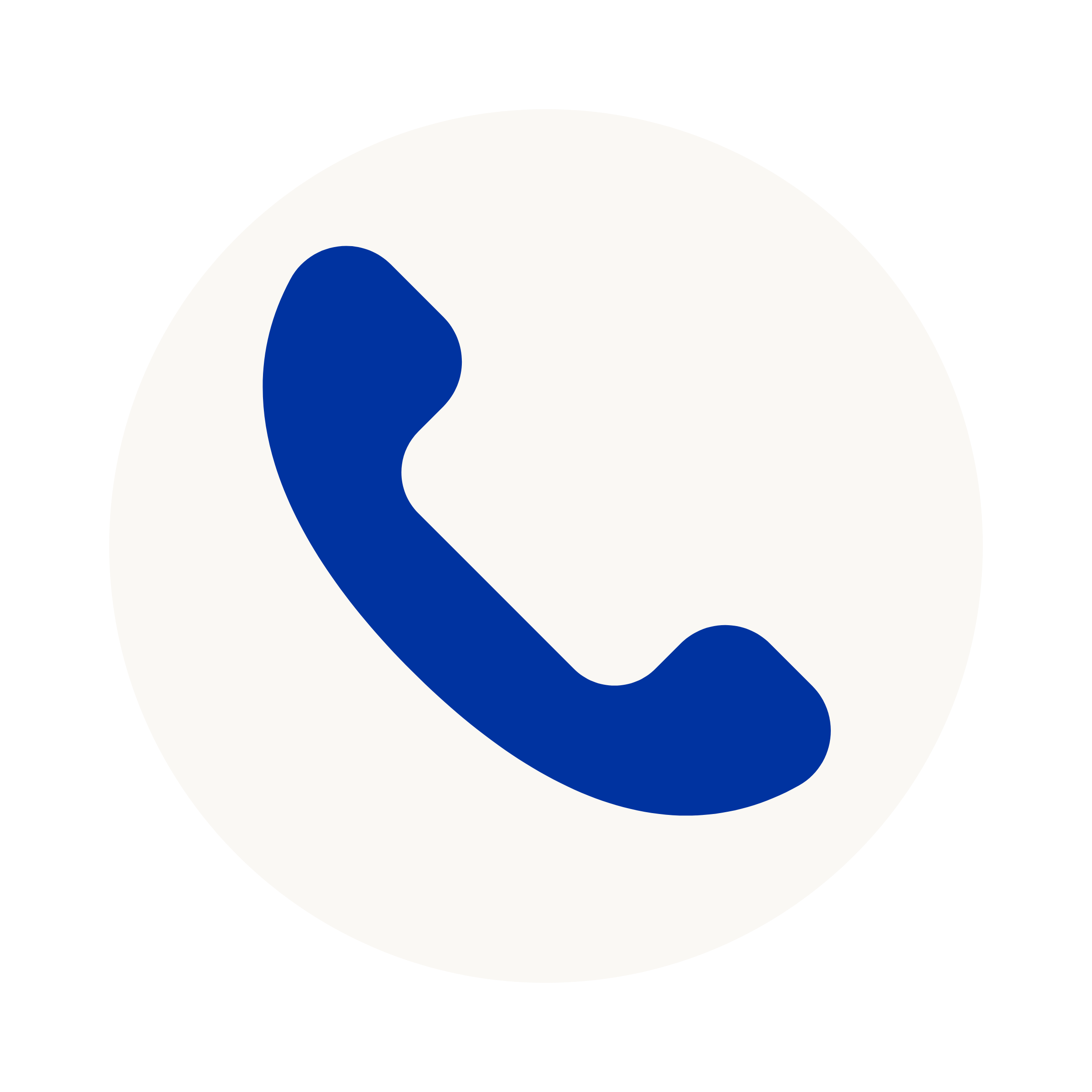 Phone receiver icon inside a white circle with a black background.