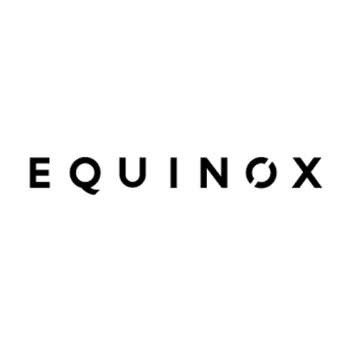 The image shows the word 'EQUINOX' with the letter 'O' stylized as a circle with a diagonal slash.