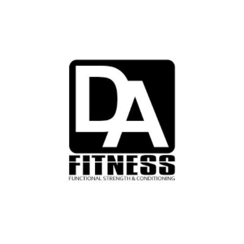 DA Fitness logo with bold D and A letters inside a black square, and the words 'FITNESS' and 'FUNCTIONAL STRENGTH & CONDITIONING' below.