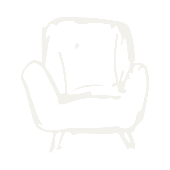 Line drawing of an armchair with a cushion.