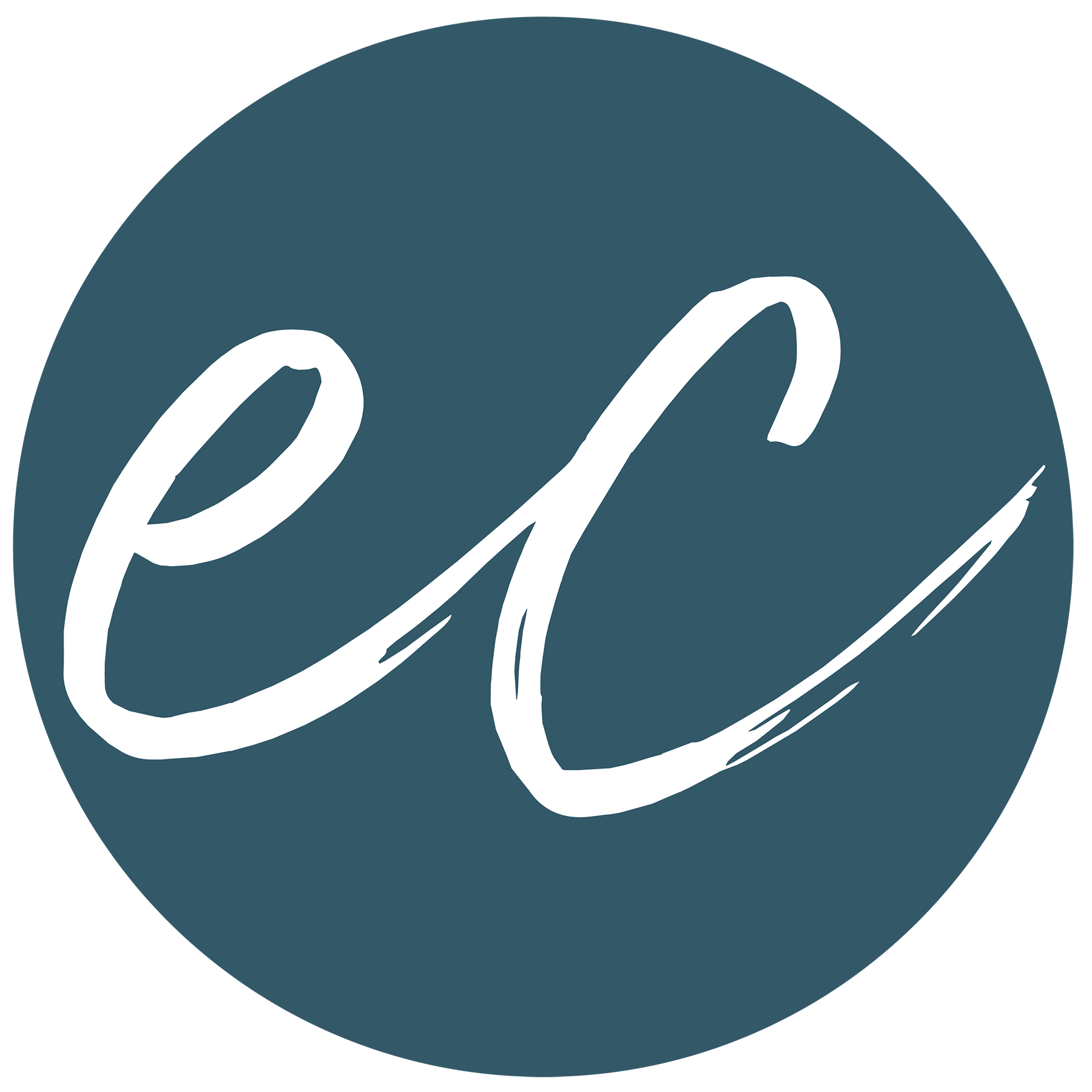 A circular logo with a dark blue background featuring white, cursive lowercase letters 'e' and 'c,' representing Endeavor Counseling, a Charlotte-based therapy practice.