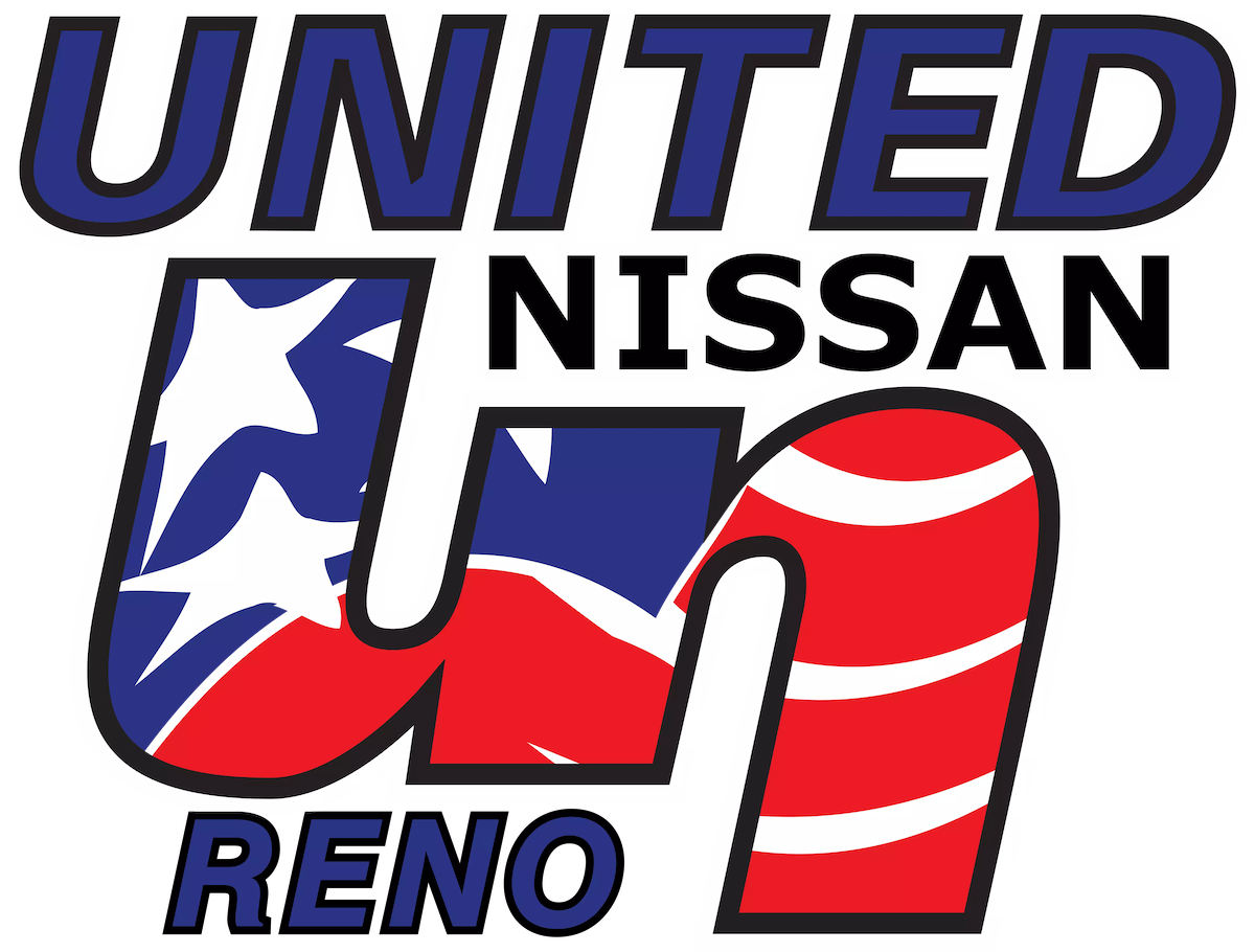 Logo for United Nissan Reno featuring stars and stripes in patriotic colors of red, white, and blue.