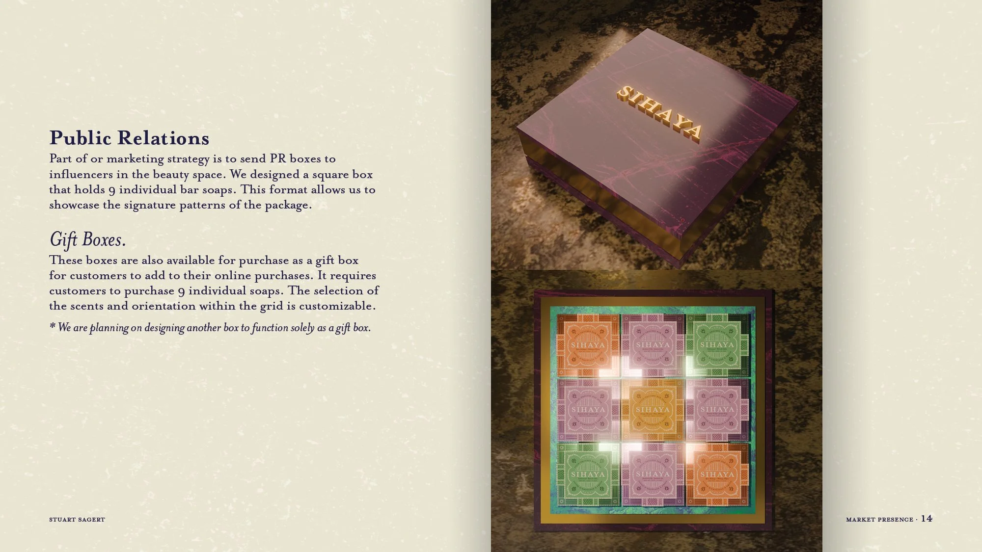 Open packaging with nine individual soap bars arranged in a square grid, revealing colorful and decorative soap wrappers with the brand name "Sihaya."