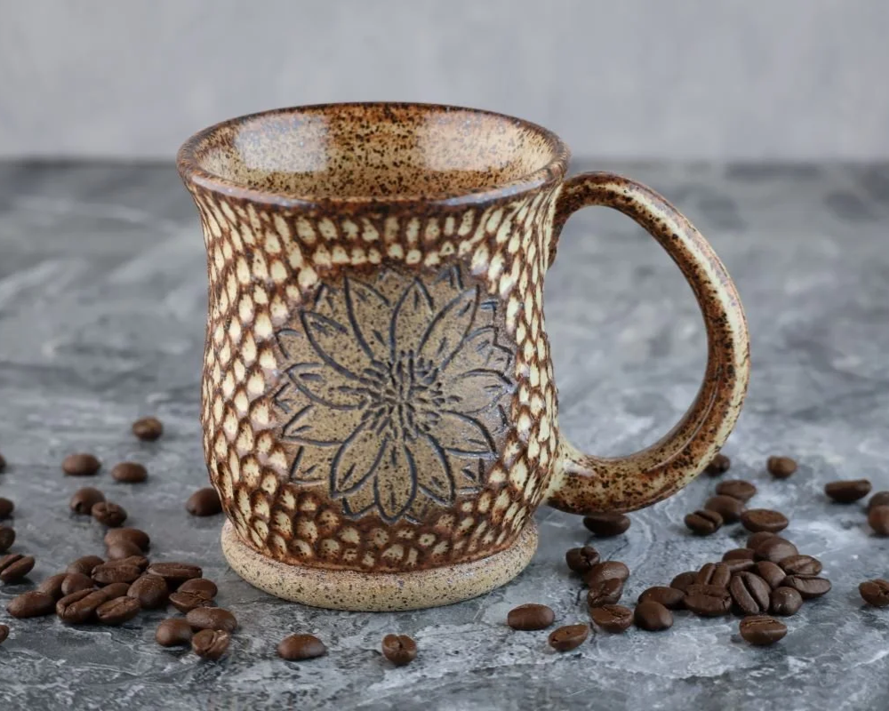 Sunflower Carved Mug