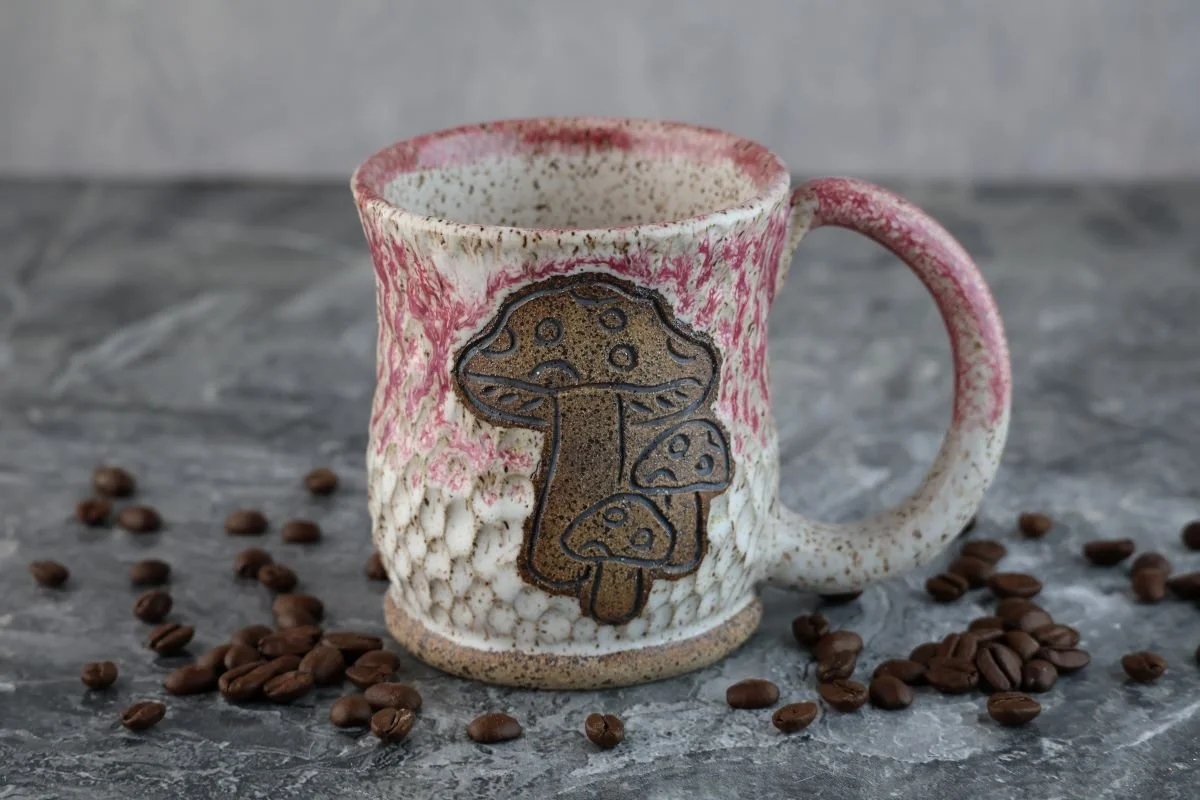 Mushroom Mug - White and Red