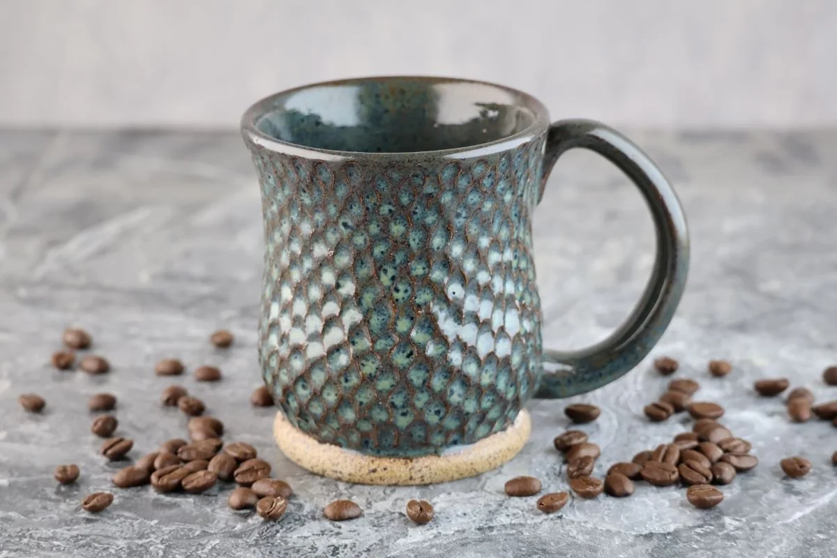 Hand-Carved Mug - No Design - Peacock Blue