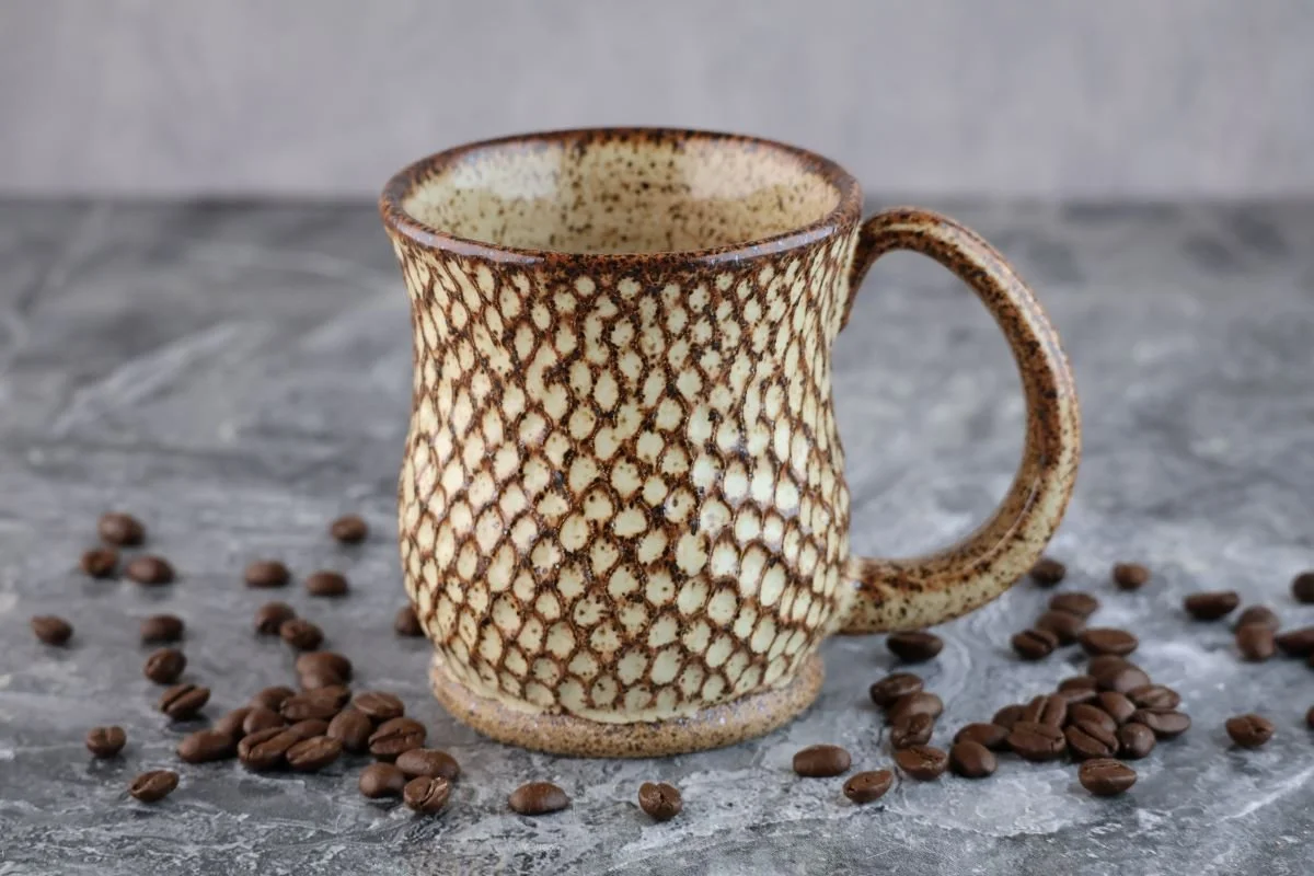 Hand-Carved Mug - No Design - Cream & Brown