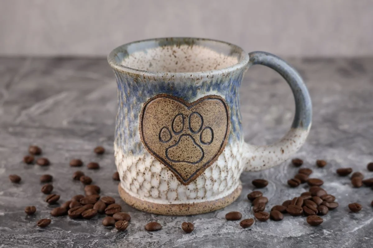 Paw & Heart Mug - White & Blue