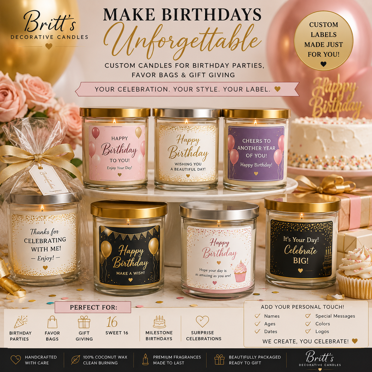 Celebrate Life’s Special Moments with Custom Birthday Candles From Britt’s Decorative Candles