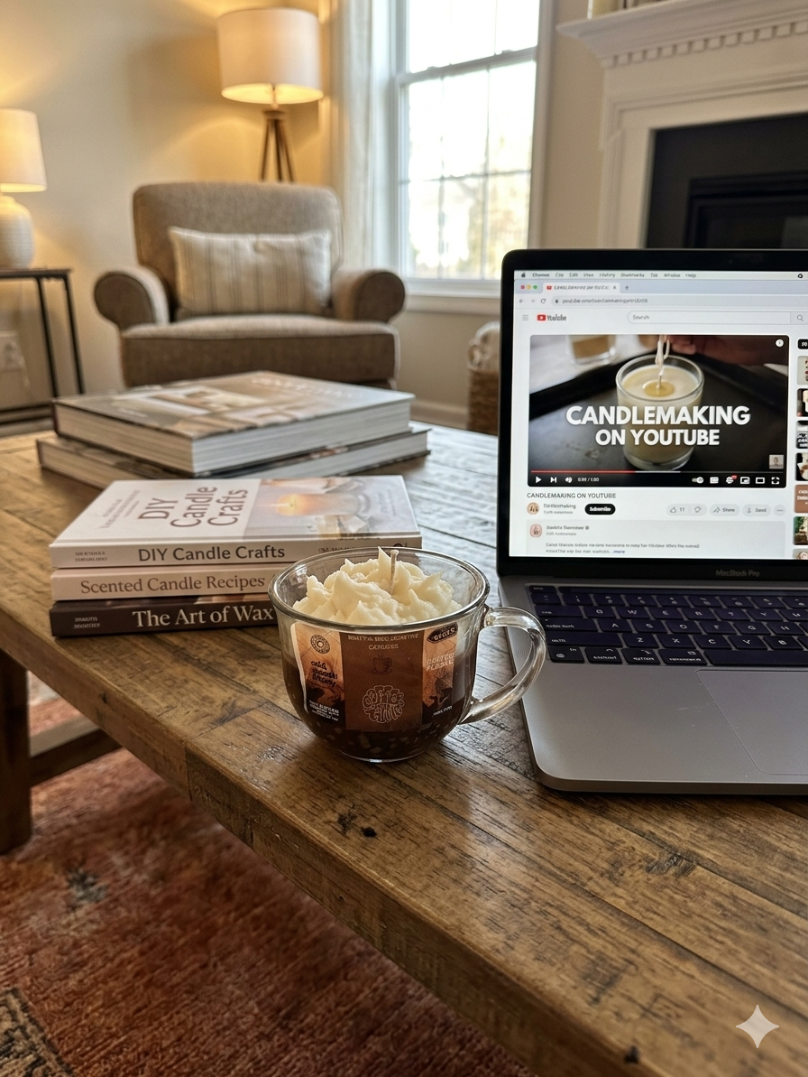 Coffee Candle with scents of Creme Burlee`  or Almond Macaron