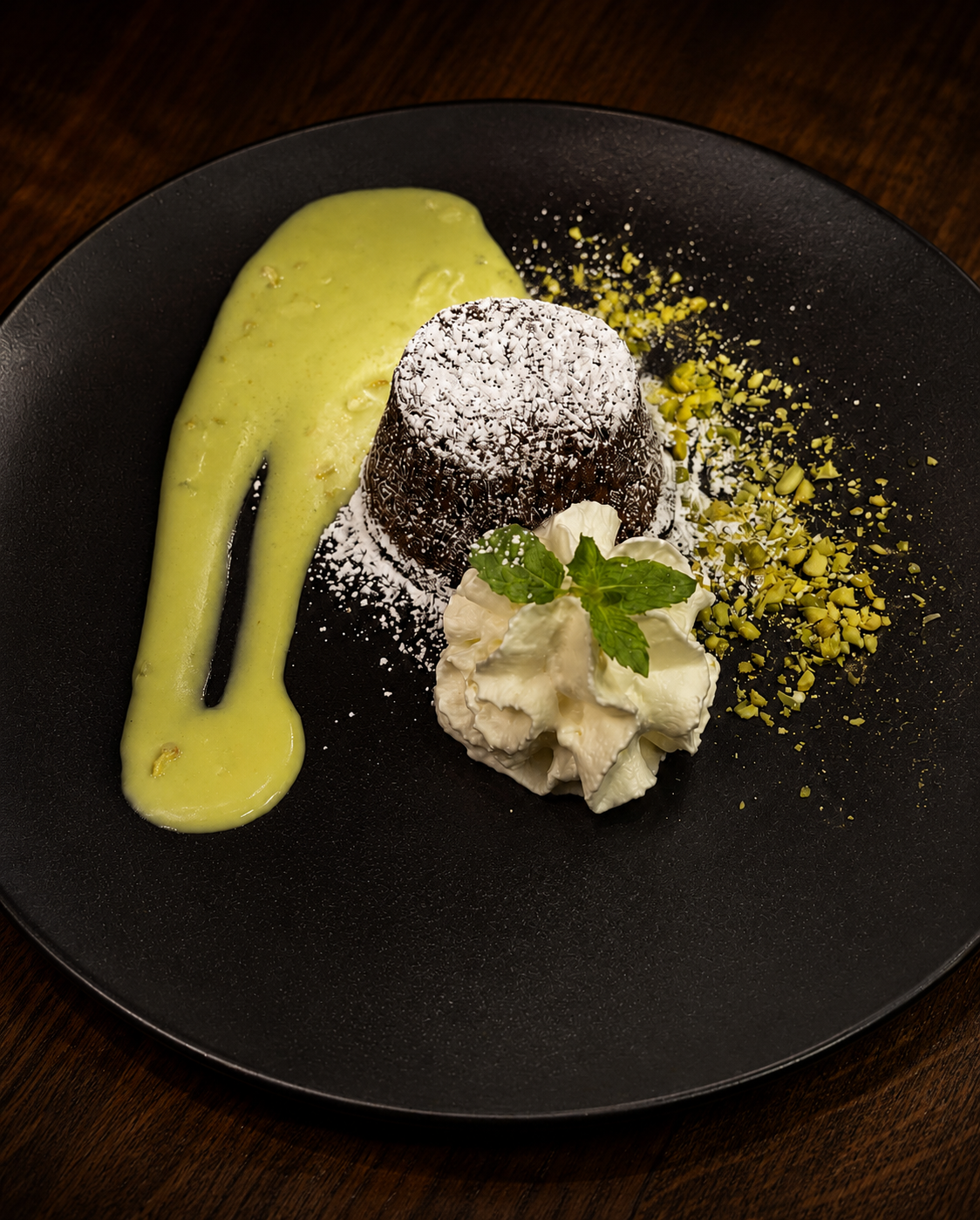 Italian Chocolate Lava Cake with Pistachio Cream