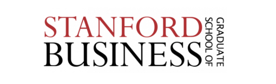 Logo of Stanford Graduate School of Business with the text 'Stanford Graduate School of Business' in red and black fonts.