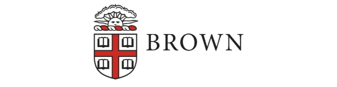 Logo with a stylized bear head above a shield featuring a red cross and four open books, next to the word "BROWN".