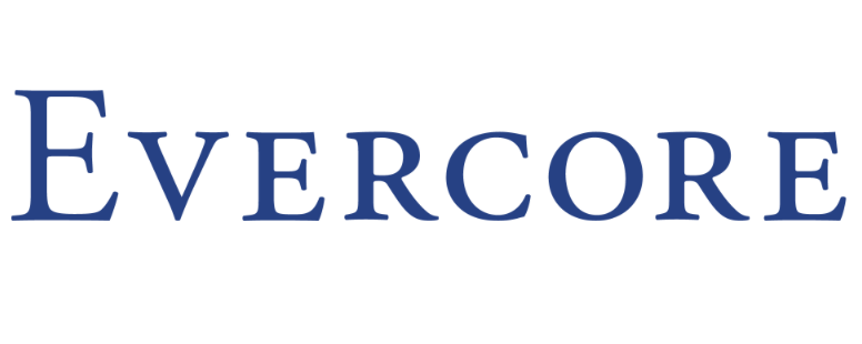 The logo of Evercore in blue uppercase letters on a white background.