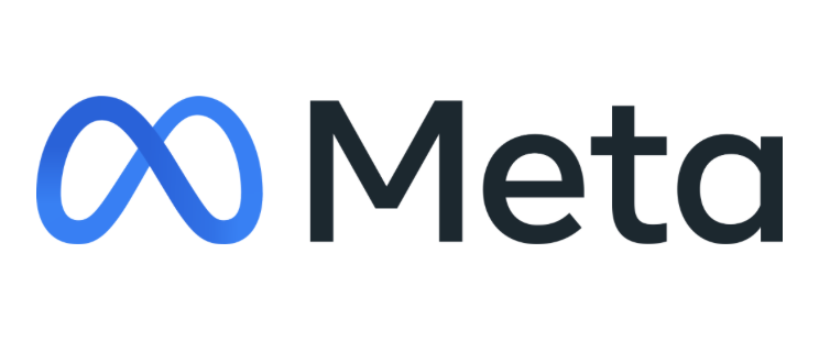 Meta logo with a blue infinity symbol and the word 'Meta' in black text.