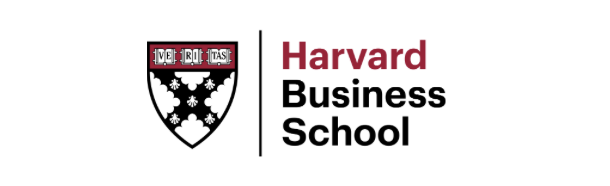 Harvard Business School logo with shield emblem and the name in red and black text.