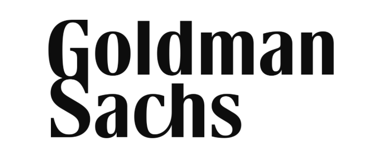 Goldman Sachs logo in black text on a white background.