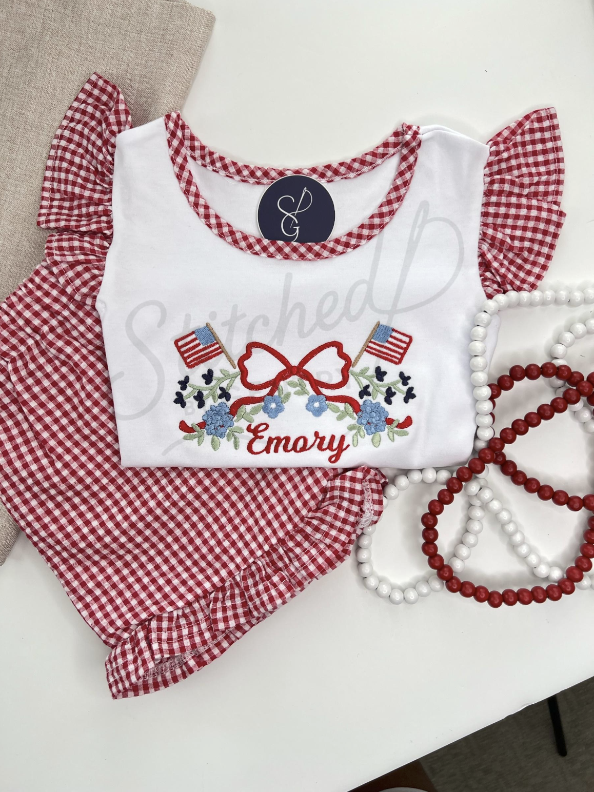 Patriotic Embroidered Girls’ Outfit