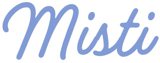 The word 'Misti' written in cursive blue font.