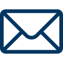 Outline of an envelope symbol on a blue background