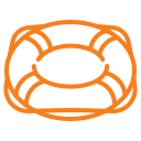 Orange lifebuoy with black details