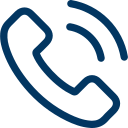 Icon of a telephone handset with sound waves indicating a call or communication.