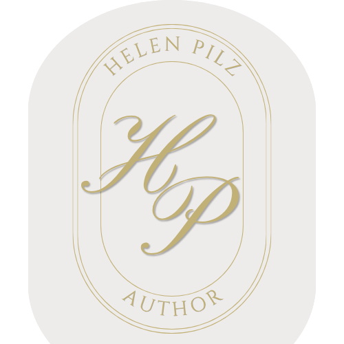 Logo with the text "Helen Pilz Author" and initials "H P" in a stylish font.