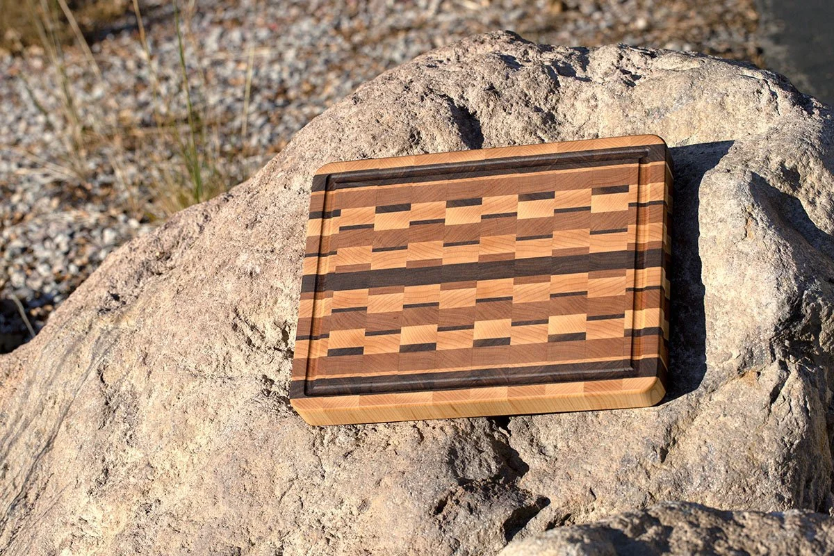 End Grain Three Wood Cutting Board