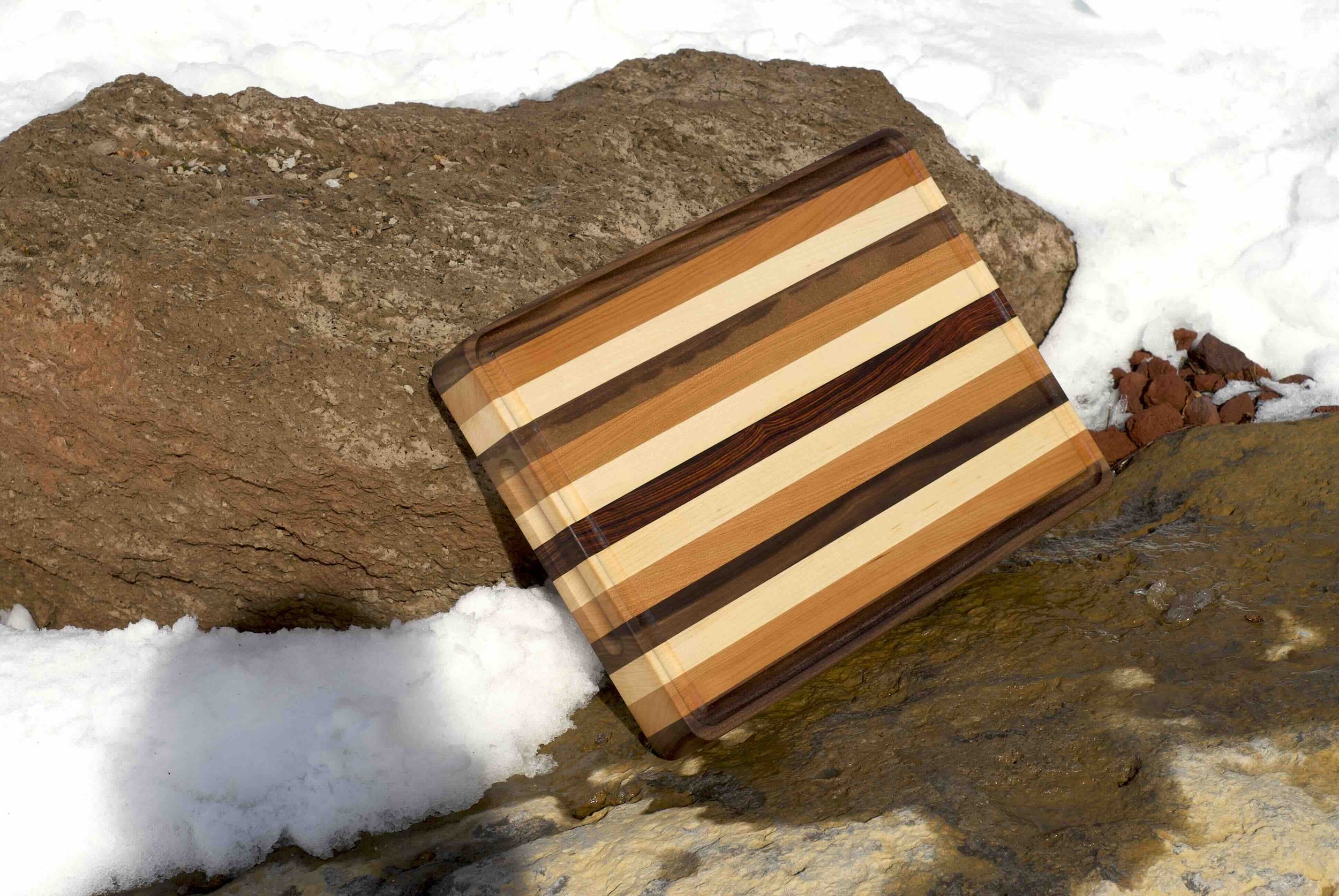 Edge Grain Four Wood Cutting Board