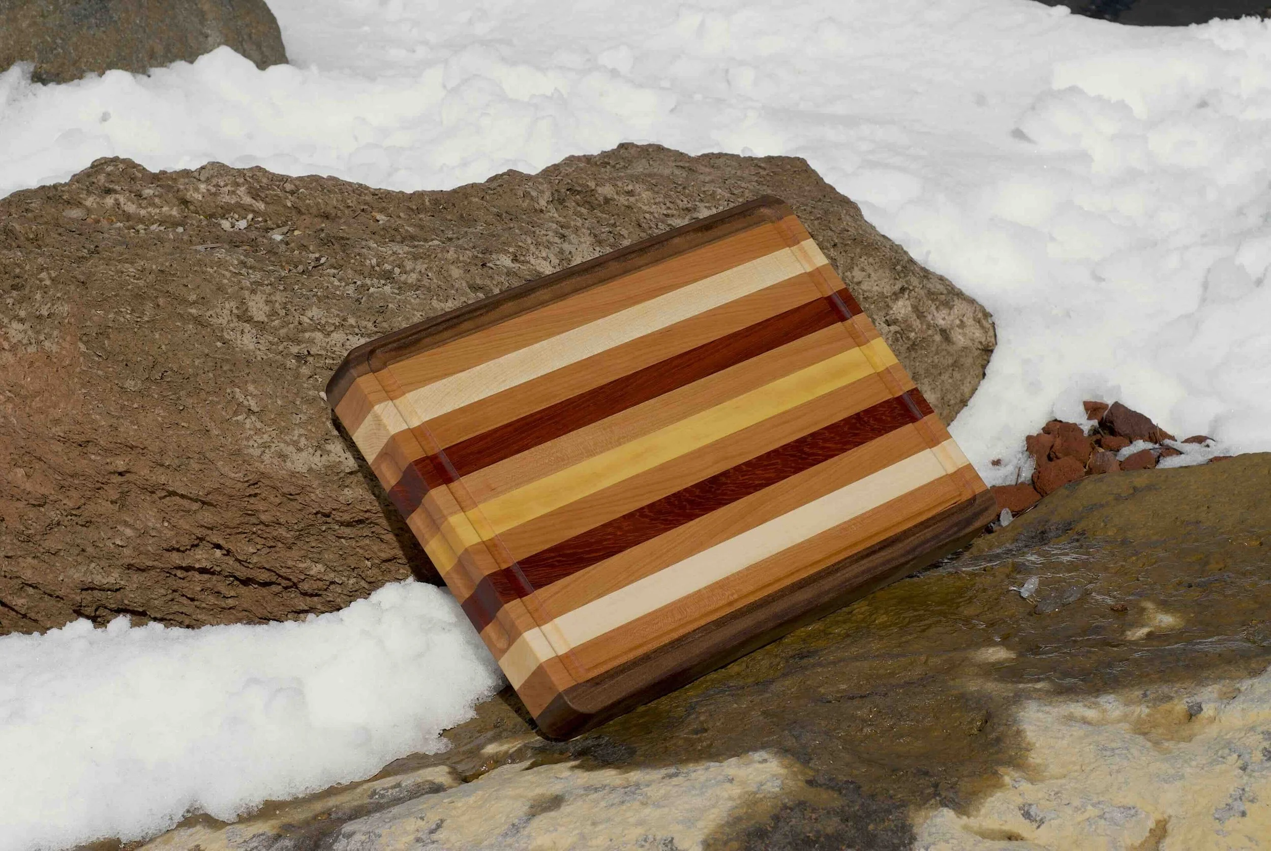 Edge Grain Four Wood Cutting Board