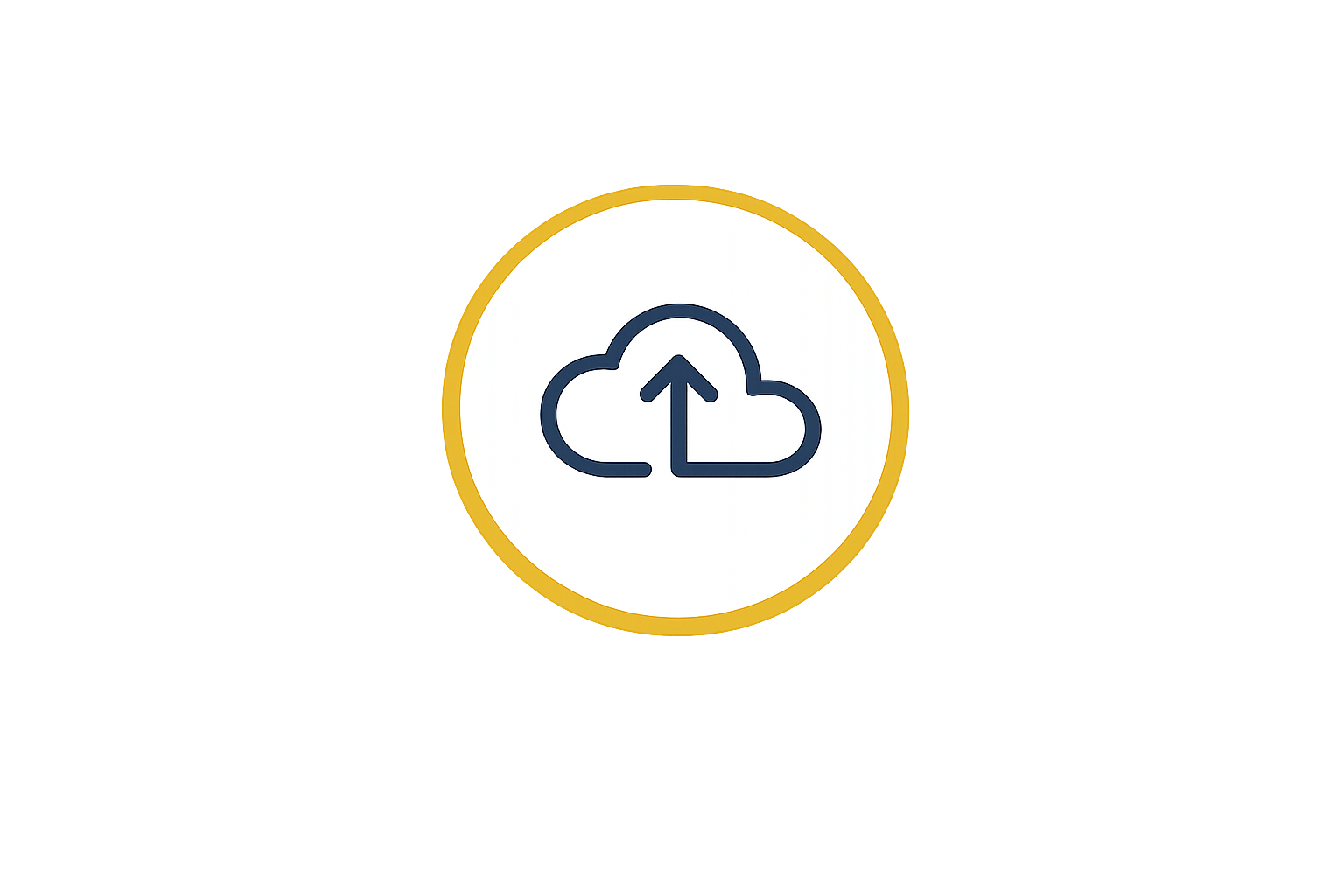 Icon of a cloud with an upward arrow inside, indicating uploading or cloud upload, surrounded by a yellow glow.