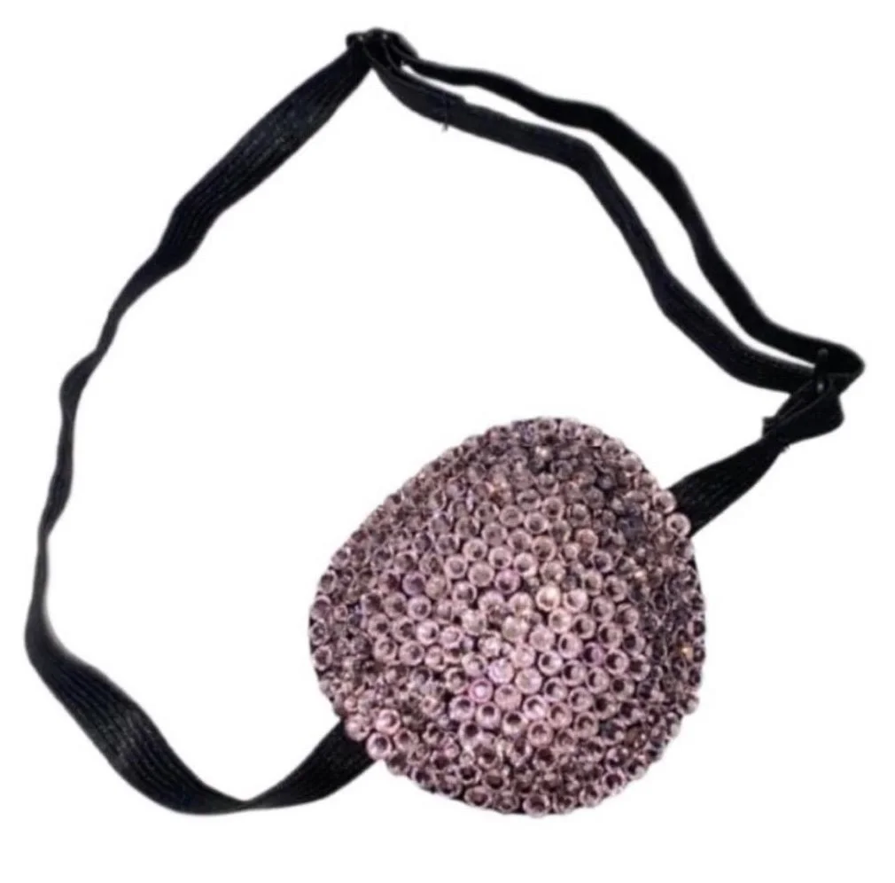 Light Rose Pink Crystal Diamond Padded Eye Patch