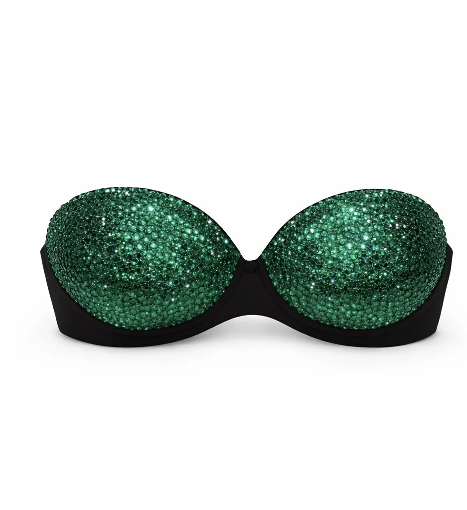 Blue Zircon Teal Crystals Bra Top