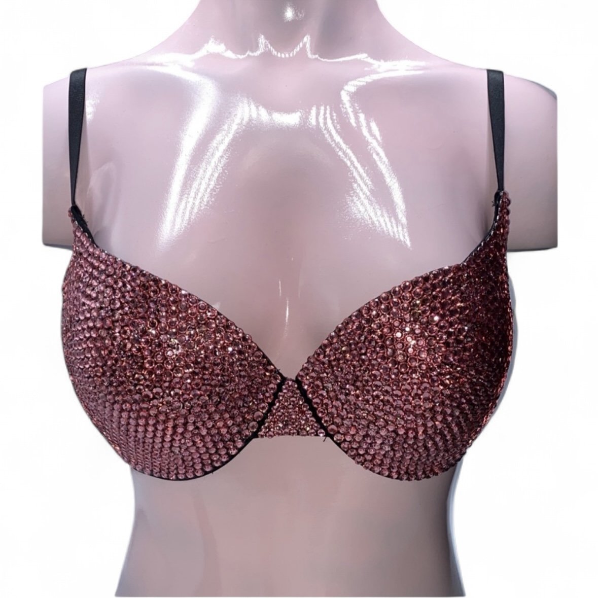 Rose Pink Rhinestone Crystal Bra Top