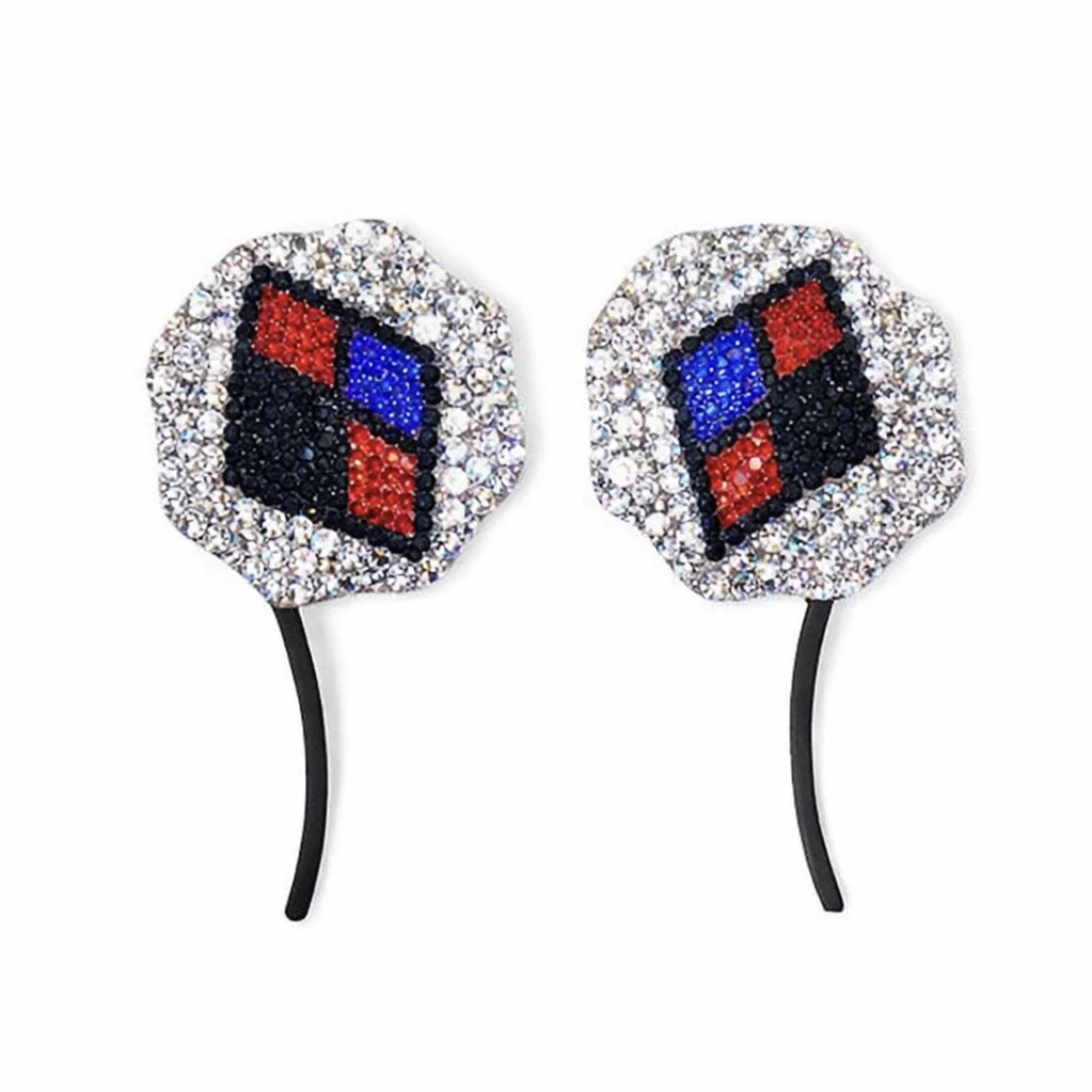 Harley Theme Red Black & Blue Crystal Pasties
