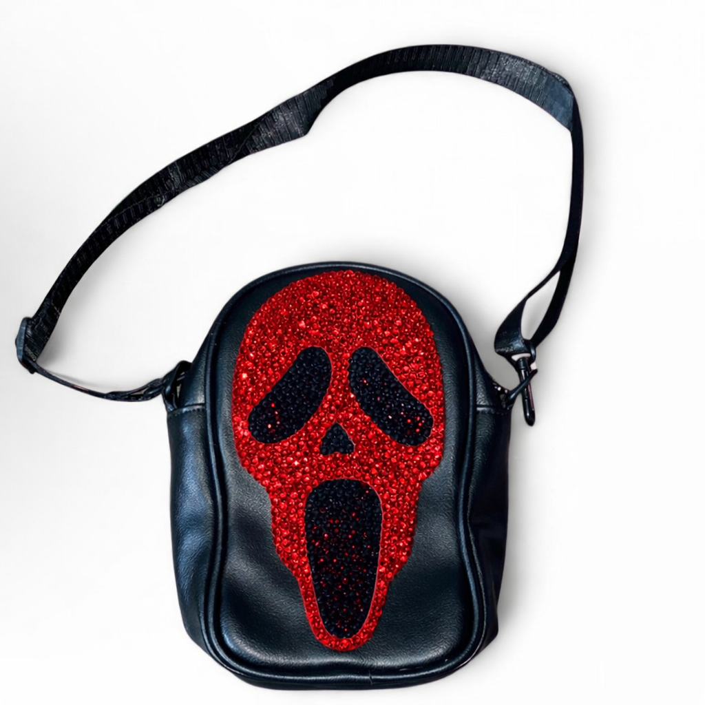 Ghost Face Scream Luxe Crystal Siam Red Crossbody Bag