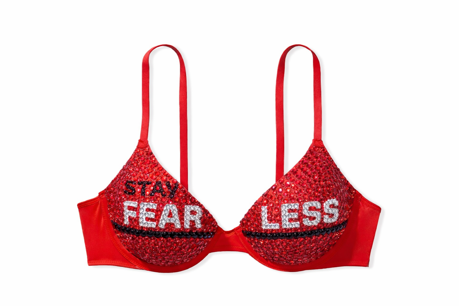Siam Red Crystal Diamond & Jet Black Stay Fearless Bra Top