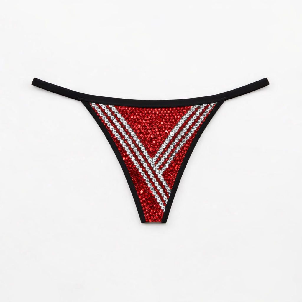Siam Red Black & Crystal Varsity Plaid Pantie
