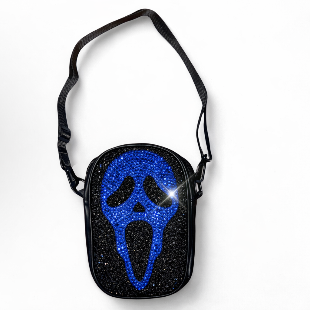 Ghost Face Scream Sapphire Blue Extra Luxe Crystal Crossbody Bag