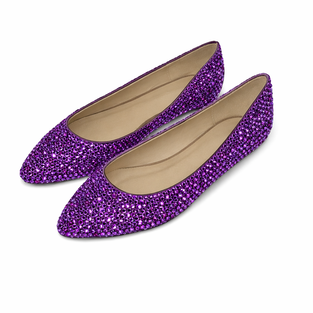 Royal Purple Crystal Ballet Flat Shoes