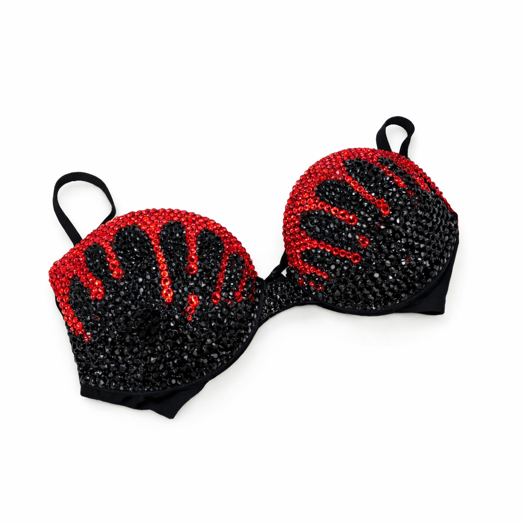 Red & Jet Black Drippin Bra Top