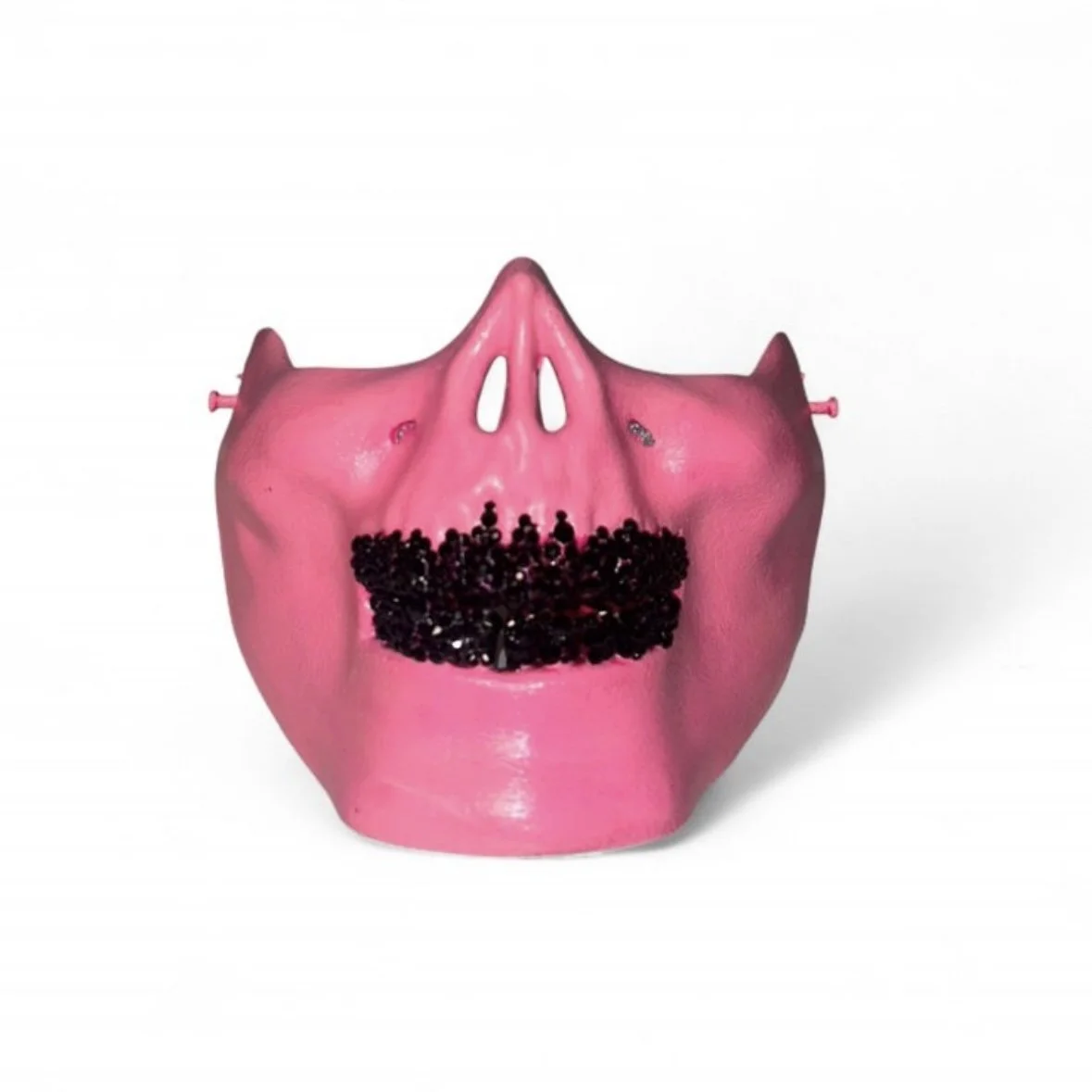 Skull Mask With Blinged Out Grillz In Jet Black Luxe Crystals