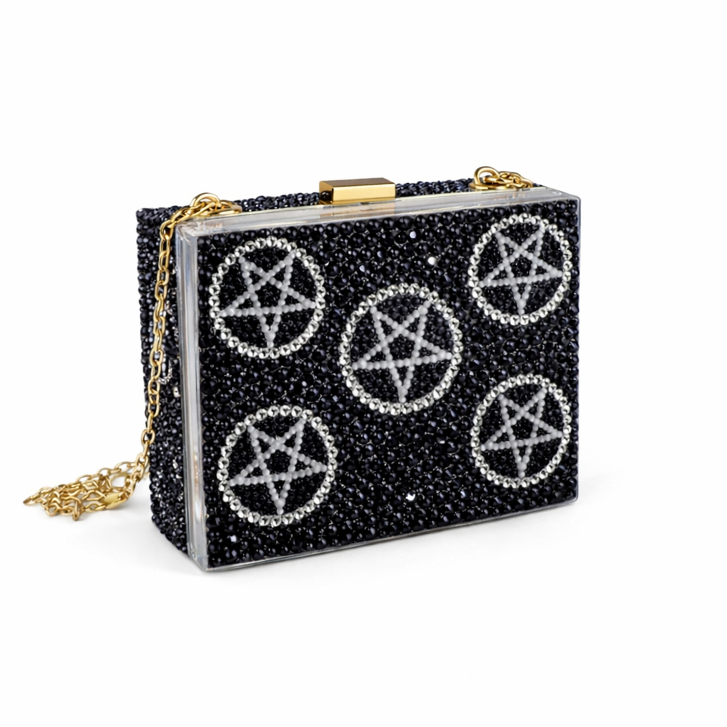 Luxe Crystal Pentagram Acrylic Clutch Bag