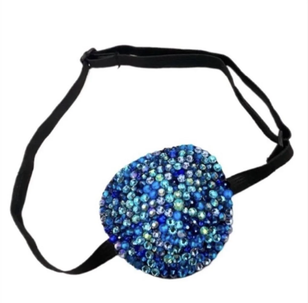 Blue Mix Crystal Diamond Padded Eye Patch
