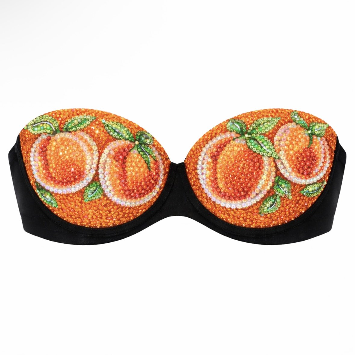 Orange Crystal Peachy Design Bra Top