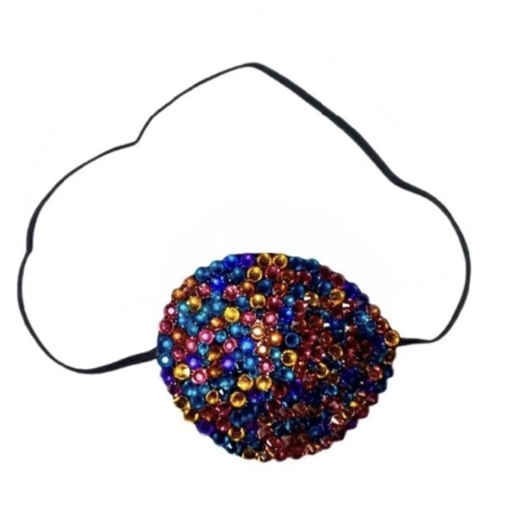 Hot Pink Gold Purple & Teal Crystal Fancy Eye Patch
