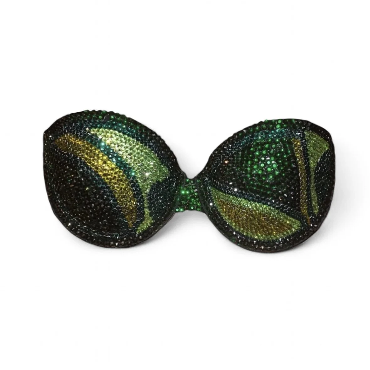 Emerald Green Flame AB Peridot Green & Crystal Swirls Bra Top