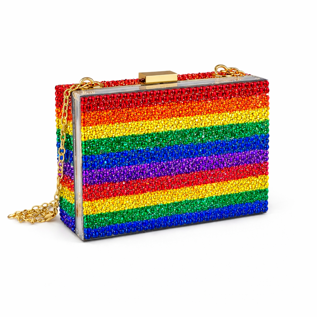 Luxe Crystal Rainbow Acrylic Clutch Bag